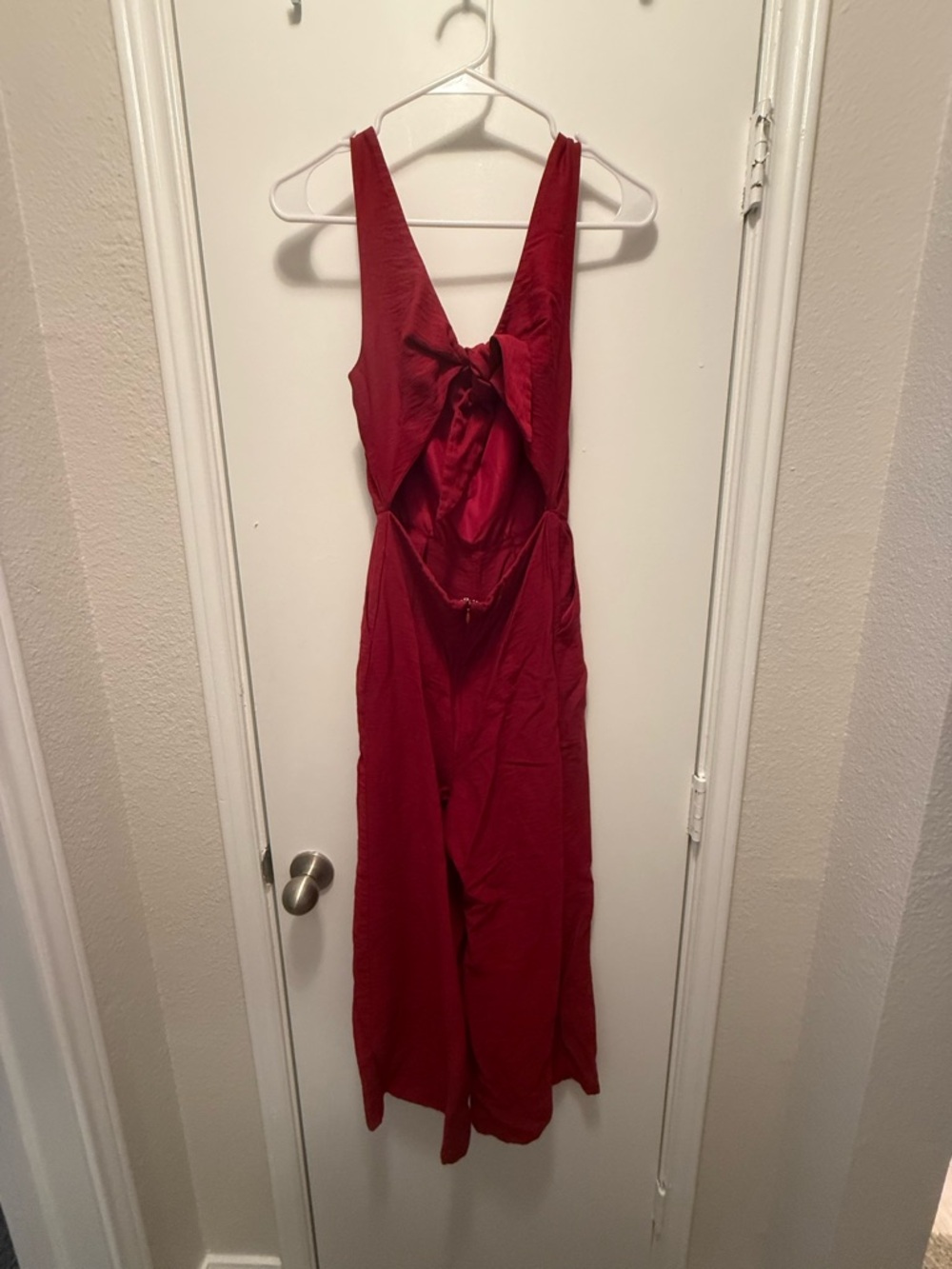 Forever 21 Red Backless Tie-Back Jumpsuit